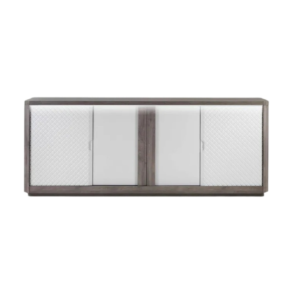 **Meuble de rangement moderne avec portes en verre et finition bois**