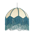 **Suspension en osier avec franges turquoise - design moderne et chaleureux**