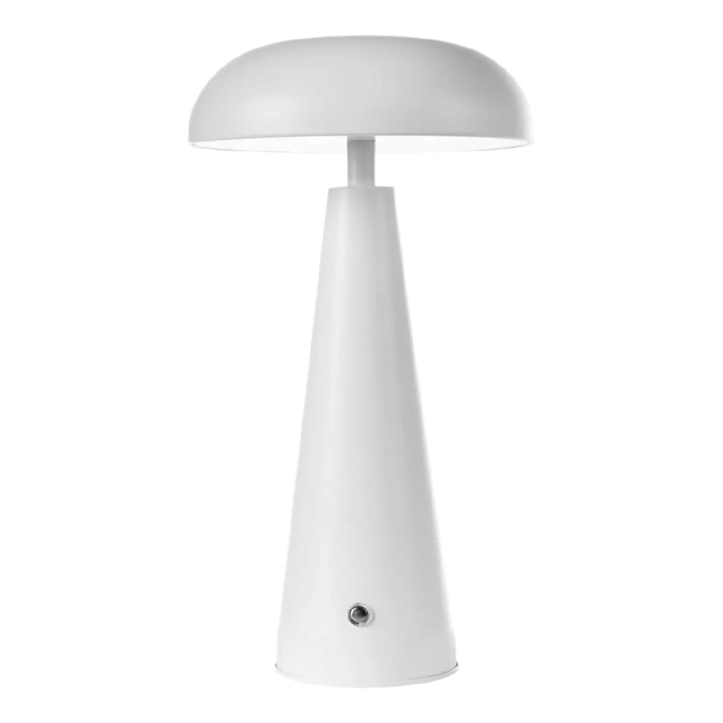 **Lampe de table LED design en blanc, avec abat-jour en forme de dôme**