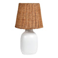 **Lampe moderne en céramique avec abat-jour en osier**