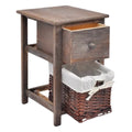 **Table de chevet en bois avec tiroir et panier de rangement**