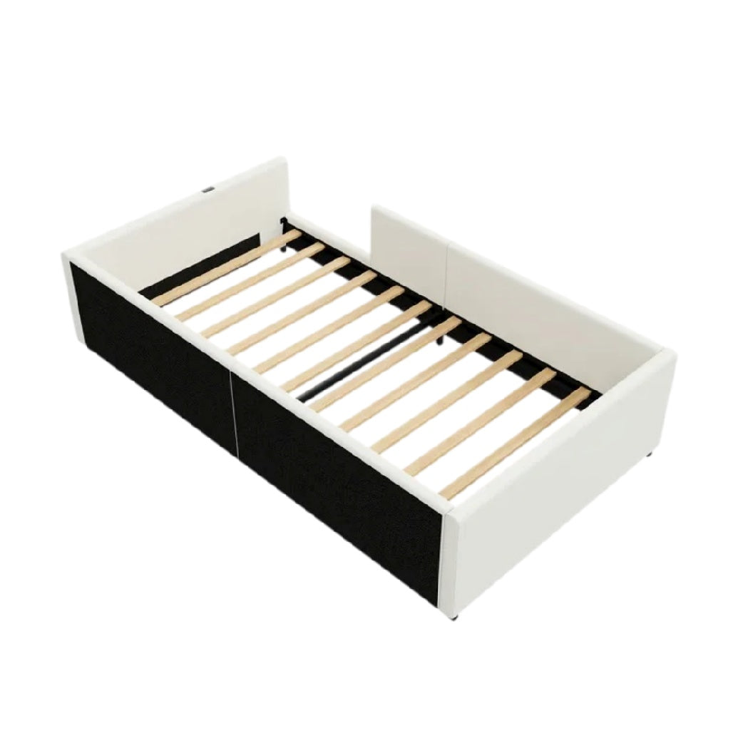 **Lit moderne avec cadre en bois et finition noire**